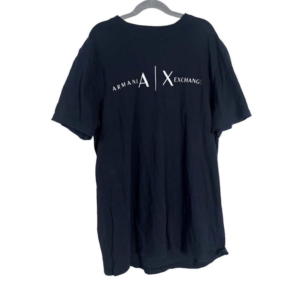 Armani Exchange AX Logo T-Shirt Men's Medium Black Short Sleeve Designer Cotton